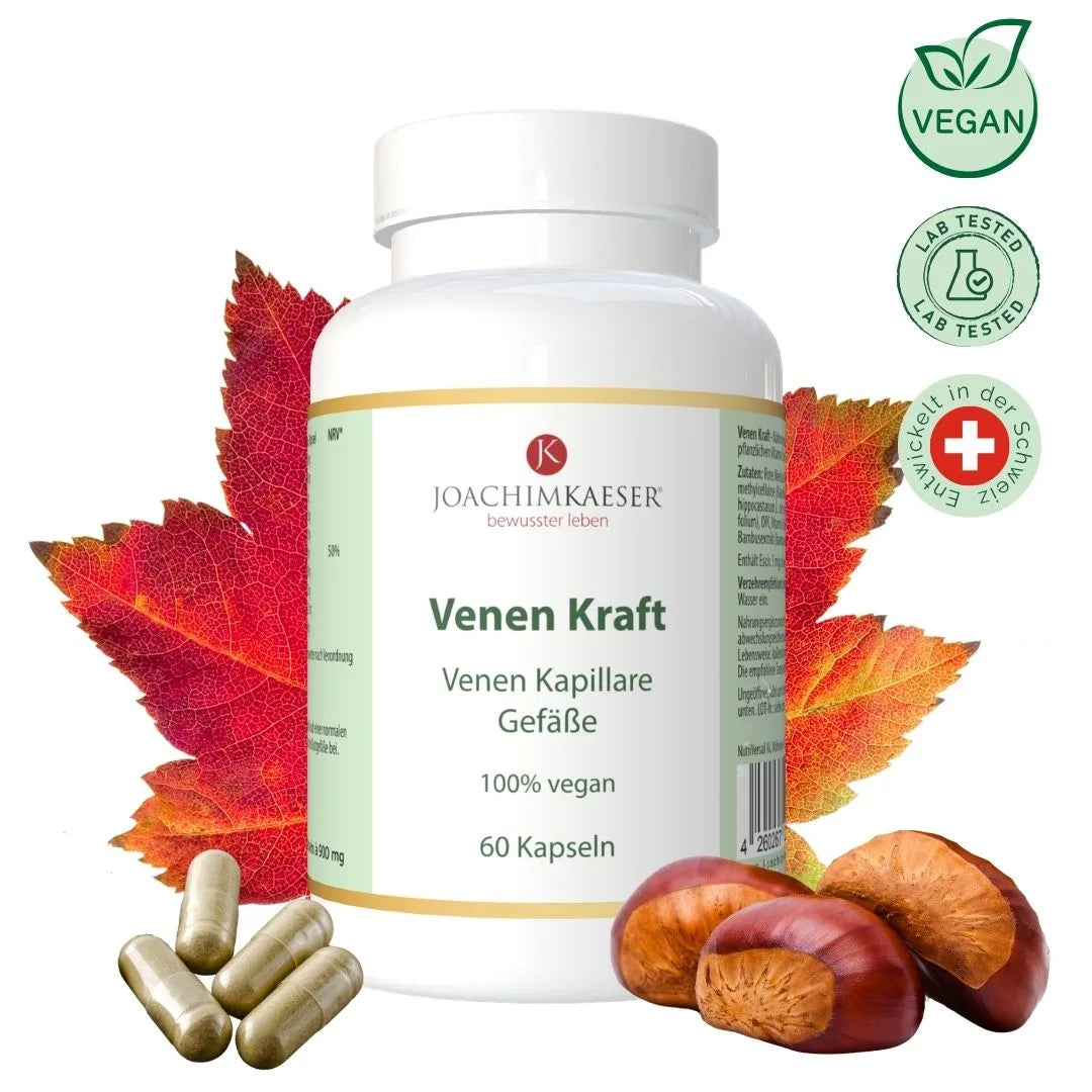 Venen Kraft – Rotes Weinlaub, Rosskastanie & OPC mit Vitamin C für normale Blutgefäße